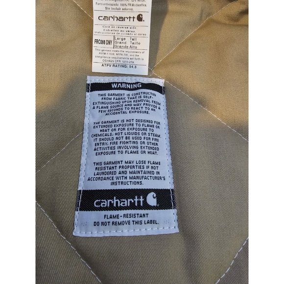 Carhartt FR Flame Resistant Blue Heavy Duty Duck Canvas Utility Jacket L / Tall - Picture 8 of 11